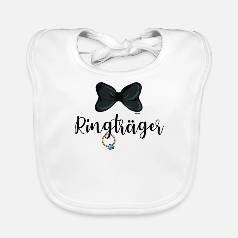 Ringträger Ring Security Hochzeit JGA - Baby Bio-Lätzchen - Weiß