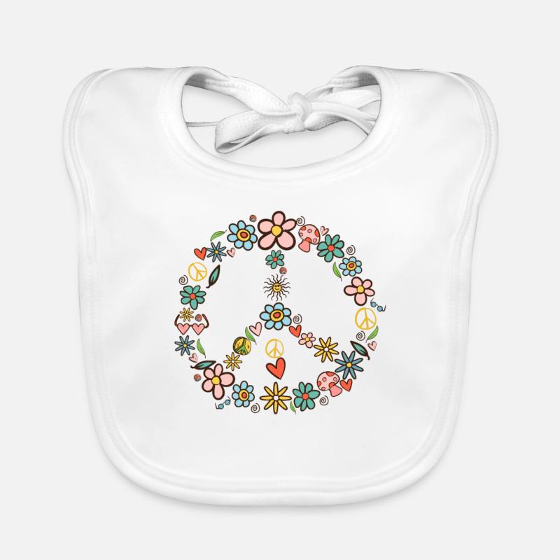Peace symbol 60s 70s hippie costume Organic Baby Bibs