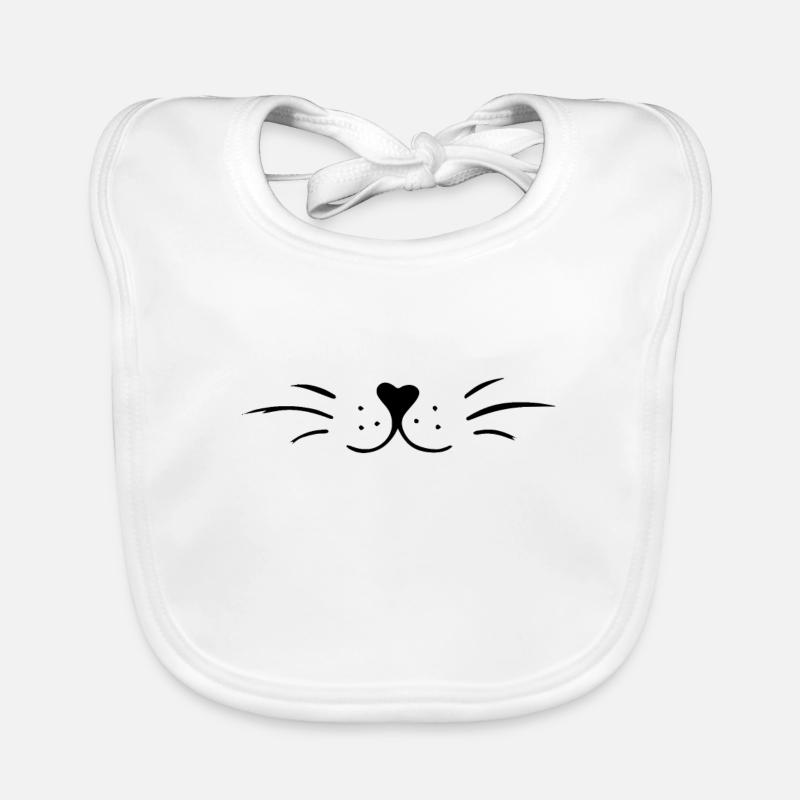 Conception de visage de chat minimaliste mignon - Bavoir bio Bébé - blanc