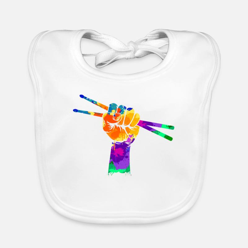 Drummer drumsticks fist gift Organic Baby Bibs