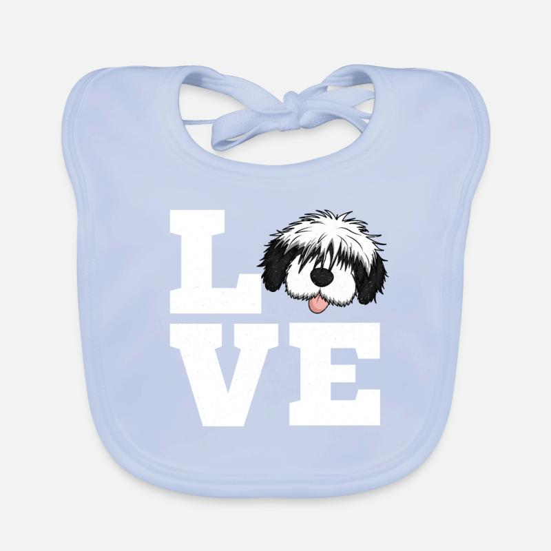Bobtail poodle mongrel dog gift Organic Baby Bibs