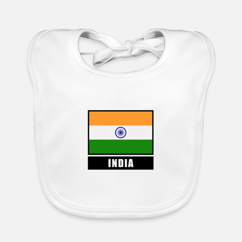 Inde Drapeau indien drapeau - Bavoir bio Bébé - blanc