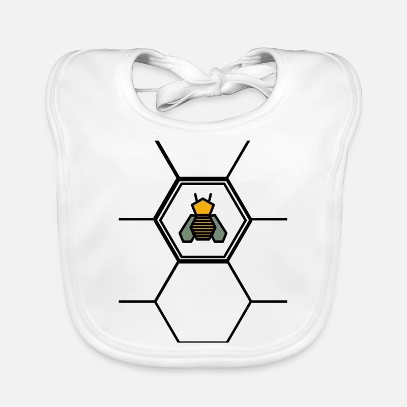 Abeille en nid d'abeille - Bavoir bio Bébé - blanc