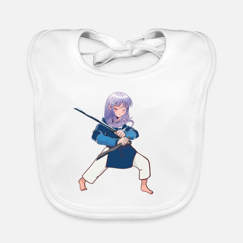 Épéiste manga - Bavoir bio Bébé - blanc