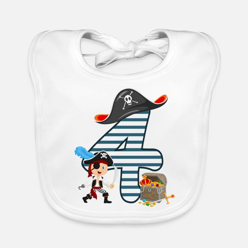 4 year old birthday boy pirate Organic Baby Bibs
