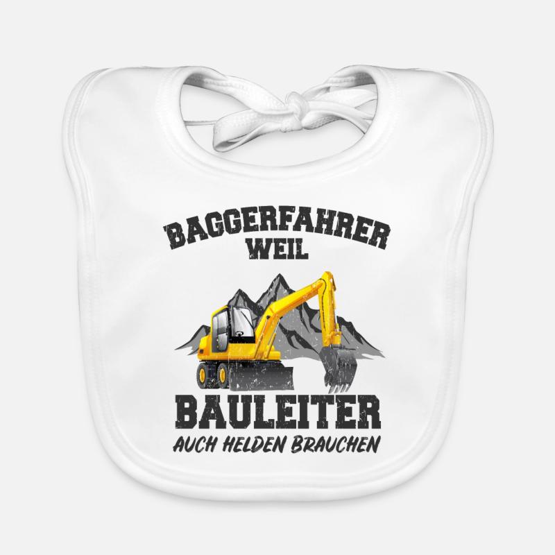 Baggerfahrer - Baby Bio-Lätzchen - Weiß