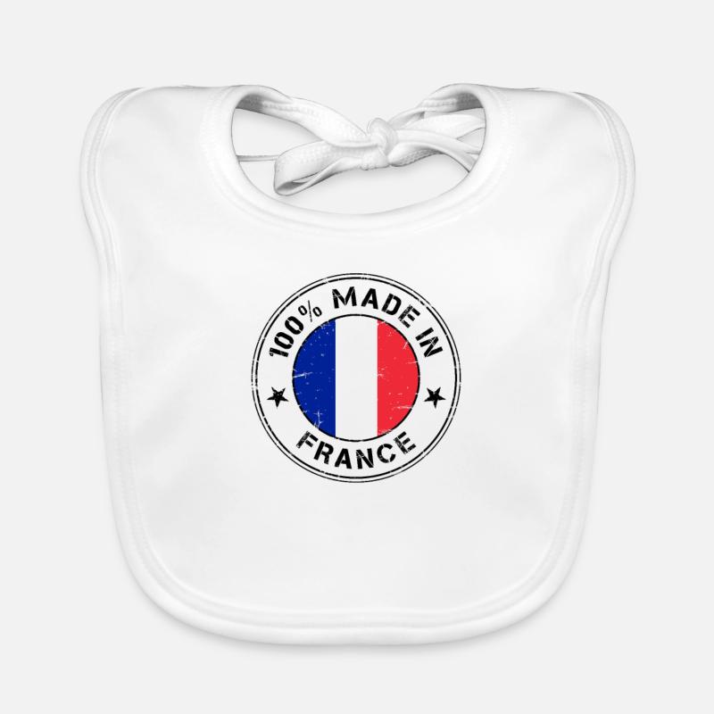 France drapeau français drapeau timbre - Bavoir bio Bébé - blanc