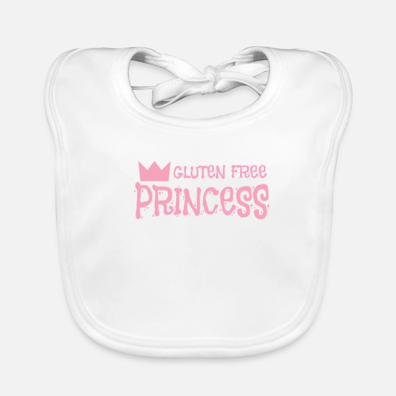 Sans gluten - Princesse sans gluten - Bavoir bio Bébé - blanc