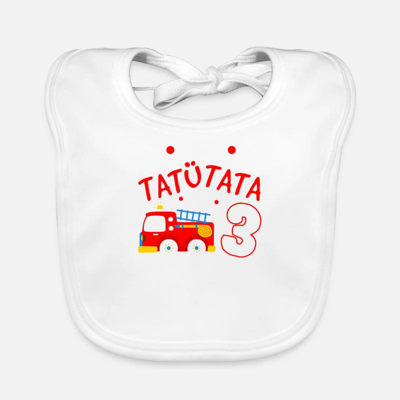 3 Geburtstag Geschenk Feuerwehr Baby Bio-Lätzchen