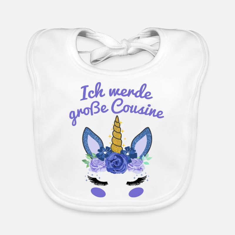 Ich Werde Große Cousine Einhorn Gesicht Geschenk Baby Bio-Lätzchen