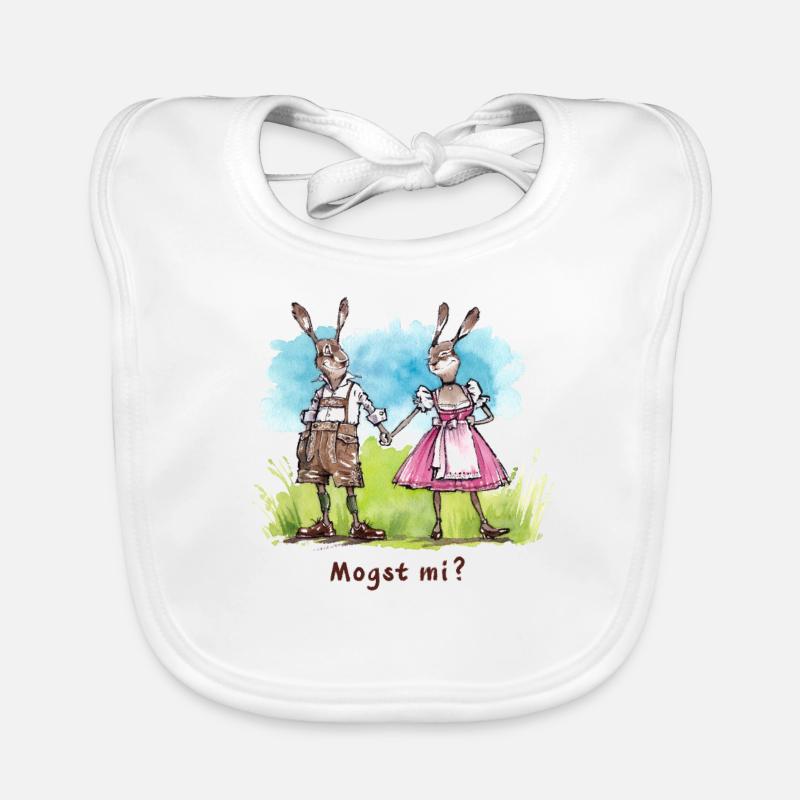Mogst mi? Bayrische Hasen in Dirndl & Lederhose Baby Bio-Lätzchen