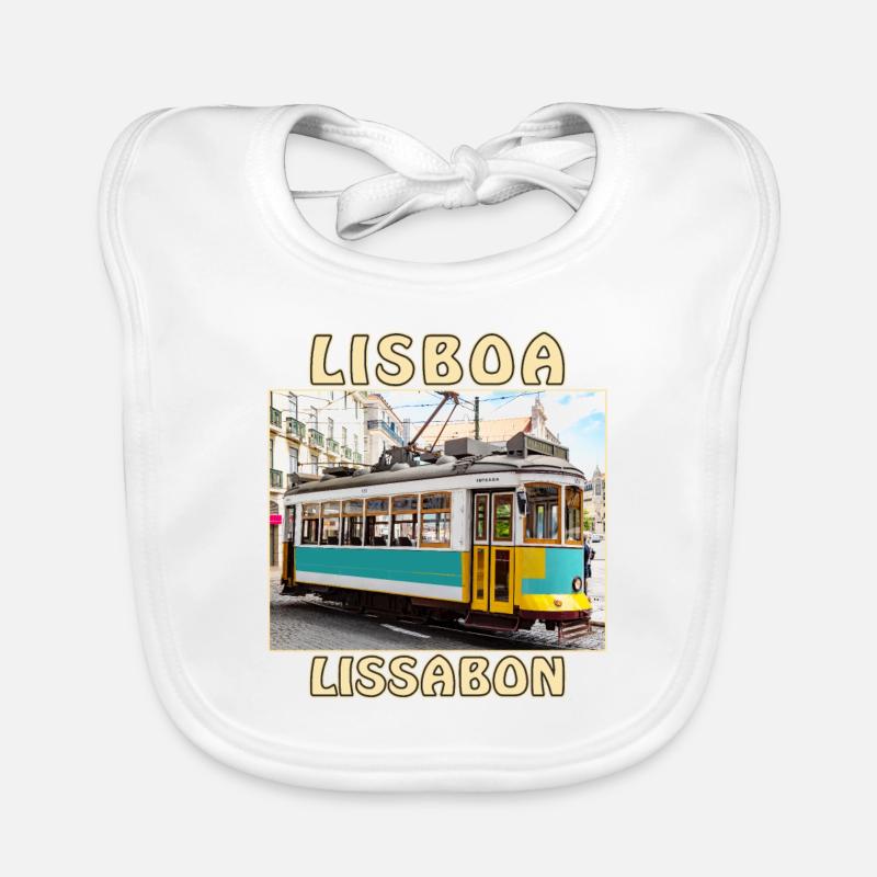 Lisboa tram Lisbonne - Bavoir bio Bébé - blanc