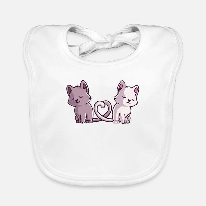 L’amour du chat – Deux cœurs, une queue Bavoir bio Bébé