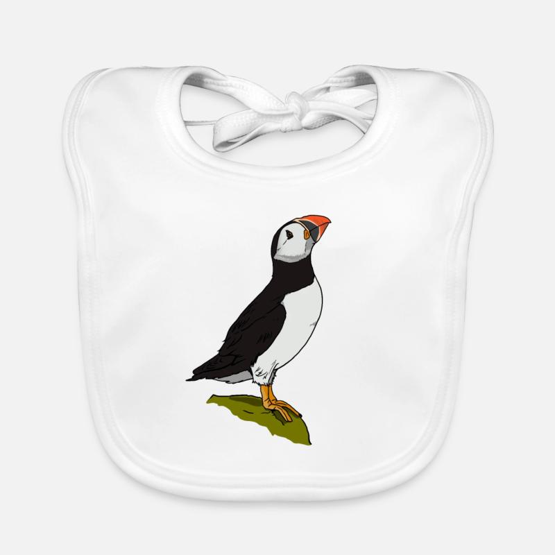 joli cadeau de macareux pour amis macareux - Bavoir bio Bébé - blanc
