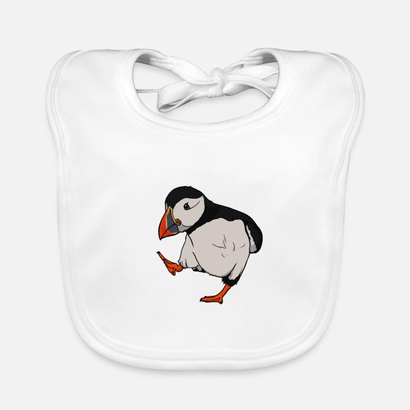 Cadeau de bébé macareux pour macareux et macareux - Bavoir bio Bébé - blanc