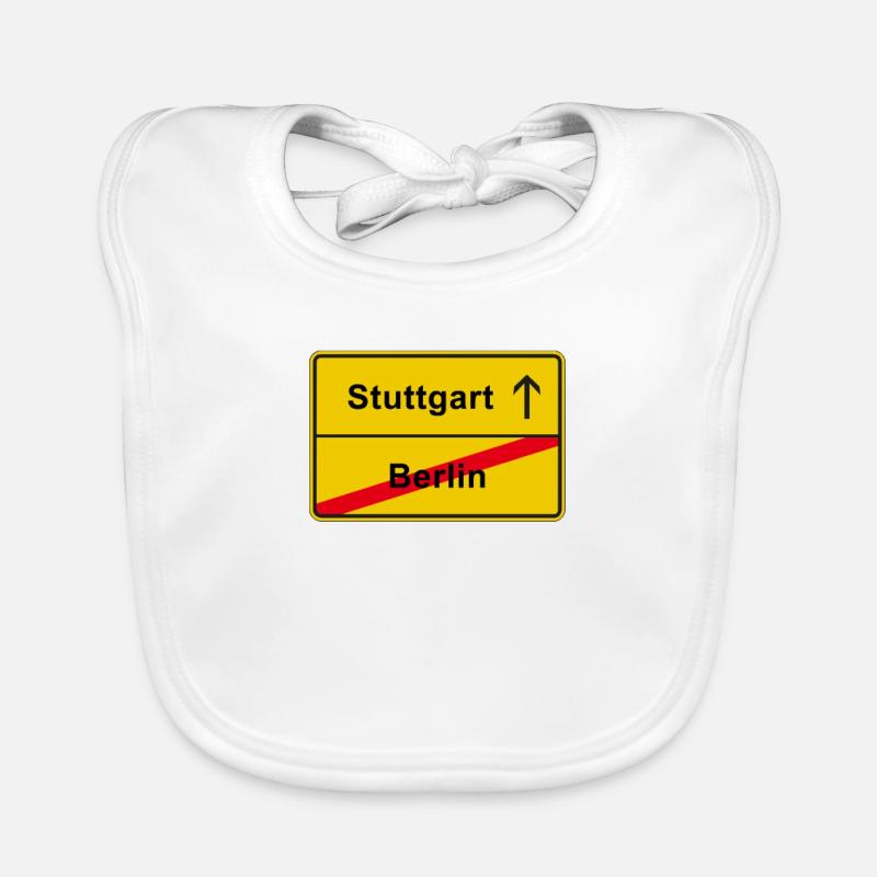 Stuttgart anti Berlin town sign Organic Baby Bibs