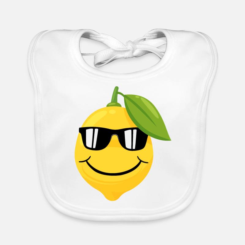 Funny lemon face with sunglasses. Organic Baby Bibs
