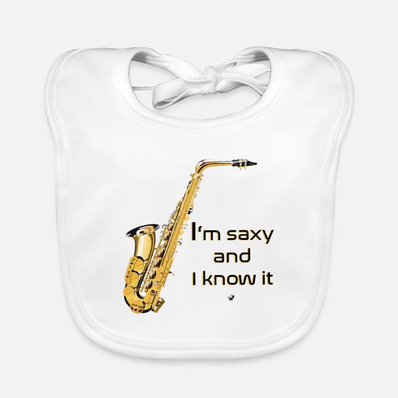Saxophone Abbildung mit Inschrift Baby Bio-Lätzchen