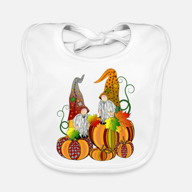 Gnome on pumpkin Gnome dwarfs pumpkin Organic Baby Bibs