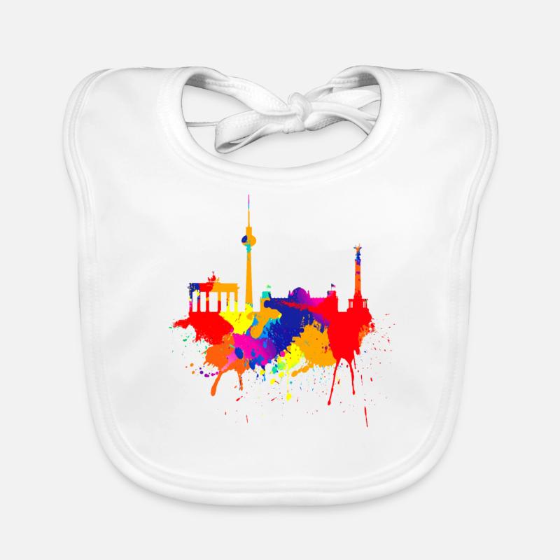 Berlin Skyline Bunte Farben Malerei Kunst Berliner - Baby Bio-Lätzchen - Weiß