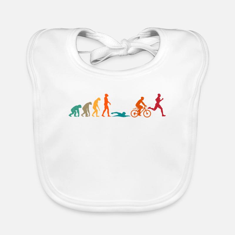 Triathlon Evolution Extreme Sports Retro Triathlete Organic Baby Bibs