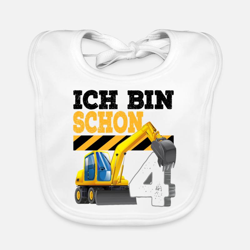 4. Geburtstag Bagger Baby Bio-Lätzchen