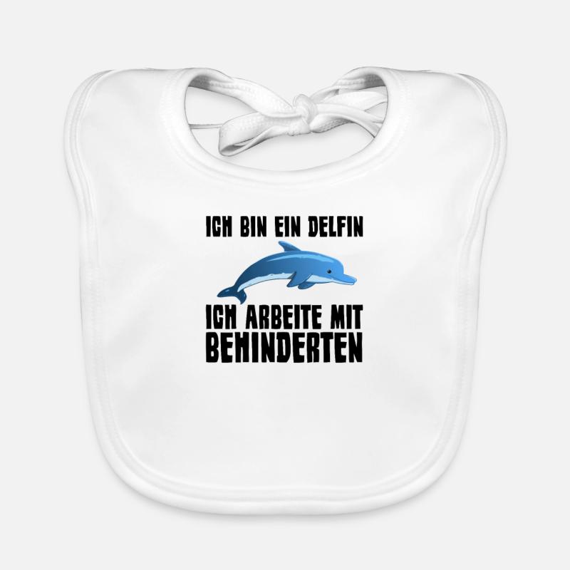 ich bin ein Delfin. Ich arbeite mit Behinderte. Baby Bio-Lätzchen