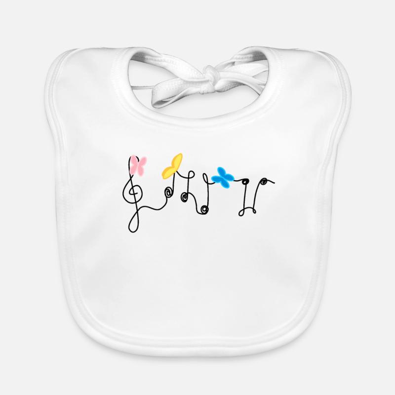 Harmony: Musical notes and butterflies Organic Baby Bibs