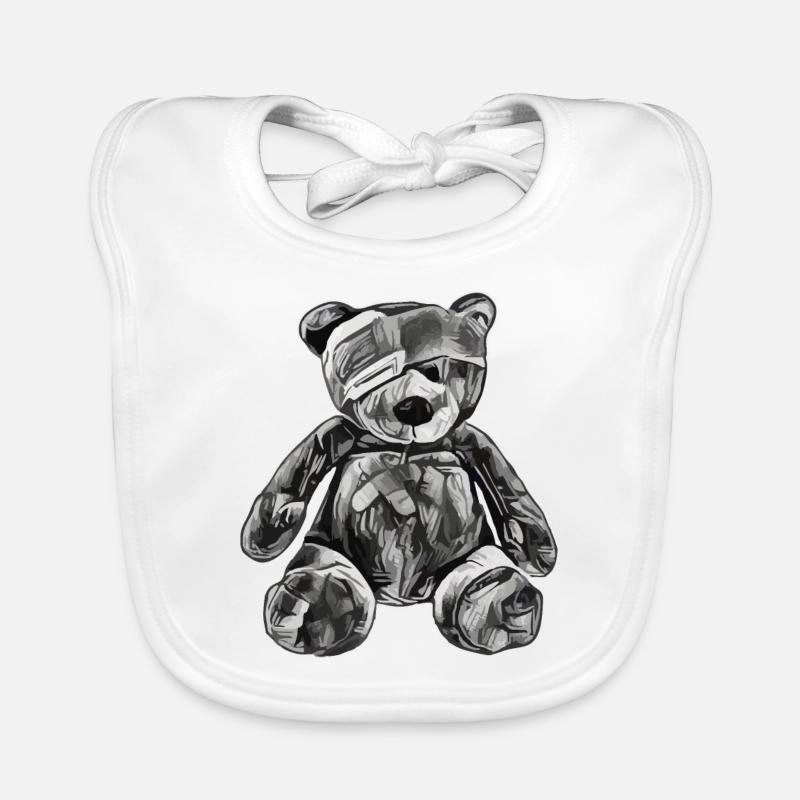 Ours en peluche jouet avec cache-oeil Bavoir bio Bébé