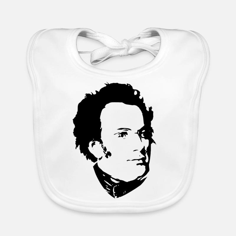 Franz Schubert Black On White Organic Baby Bibs