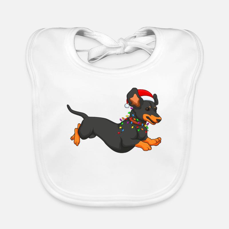 Chiens de Noël cadeau de Noël teckel Bavoir bio Bébé