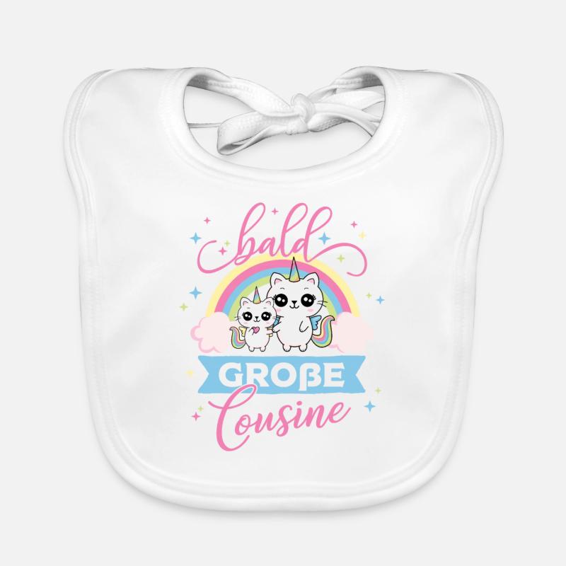 Bald große Cousine - Schwangerschaft Katze Einhorn Baby Bio-Lätzchen
