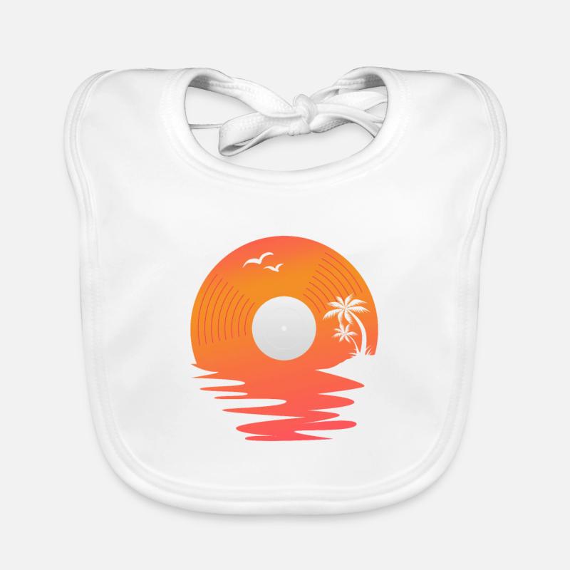 Disque vinyle Retro Sea Sunset DJ Gift Bavoir bio Bébé