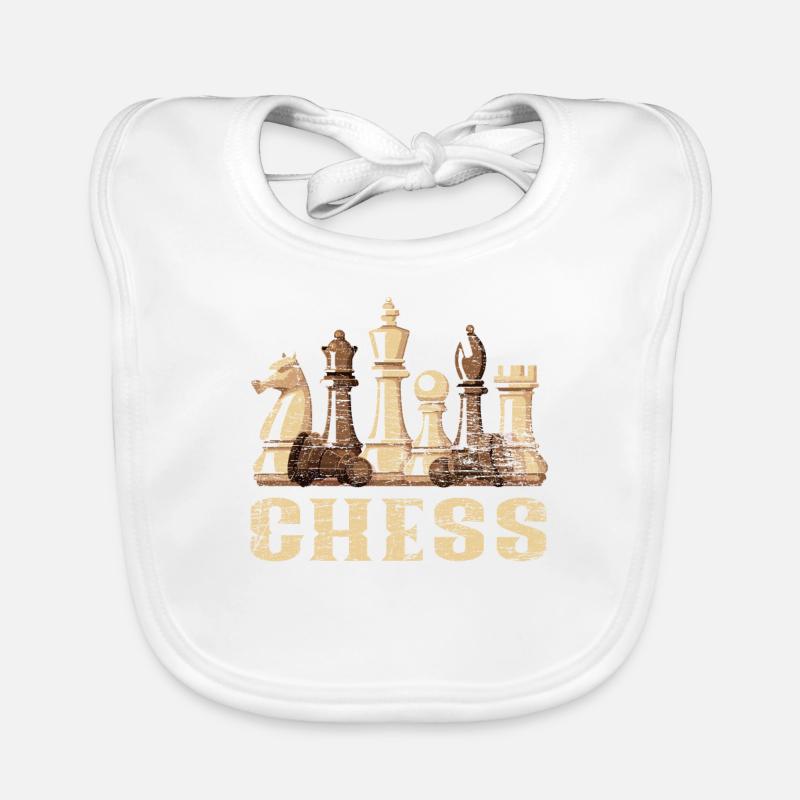Jeu d'échecs - Bavoir bio Bébé - blanc