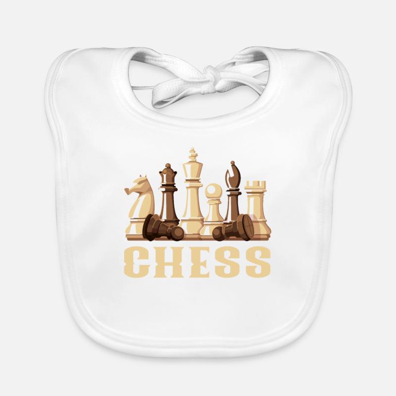 échecs - Bavoir bio Bébé - blanc