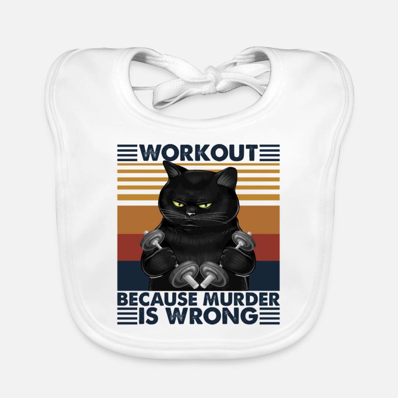 Workout Because Murder Is Wrong Vintage Black Cat Baby Bio-Lätzchen