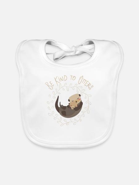 Sea Otter Lover - Be Kind To Otters - Baby Bio-Lätzchen - Weiß - Vorne