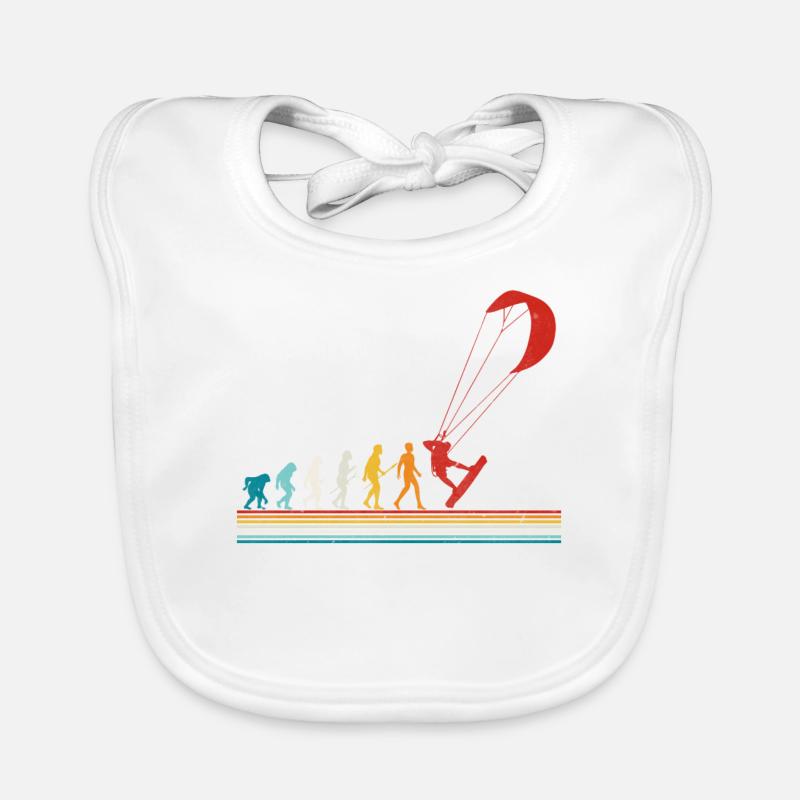 Retro Evolution Kite Surfing Funny Kite Boarding - Bavoir bio Bébé - blanc