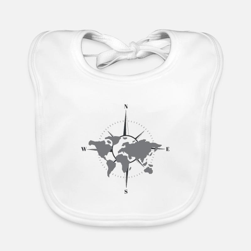 World map with compass Organic Baby Bibs