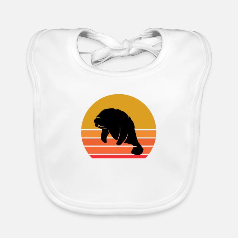 Retro Soleil Dugong Manati l’idée de cadeau Bavoir bio Bébé