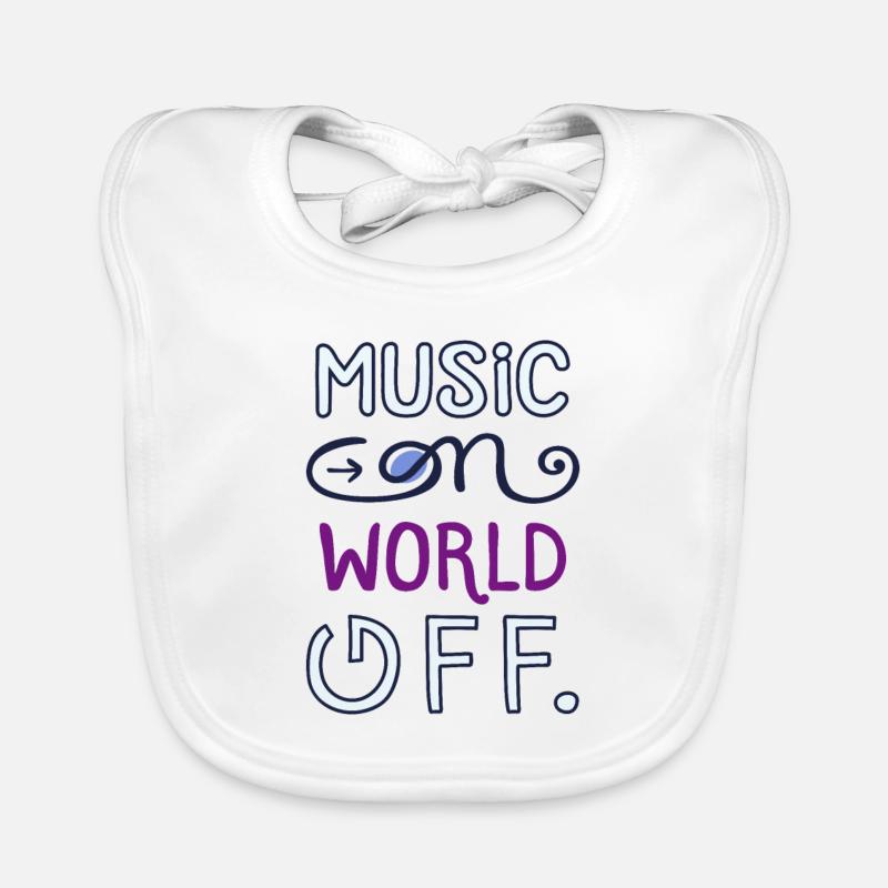 Musique sur World off - Bavoir bio Bébé - blanc