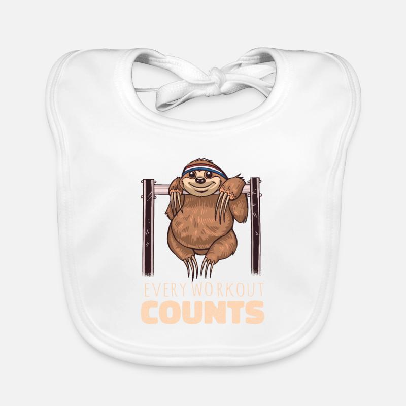 Every workout counts sloth Organic Baby Bibs