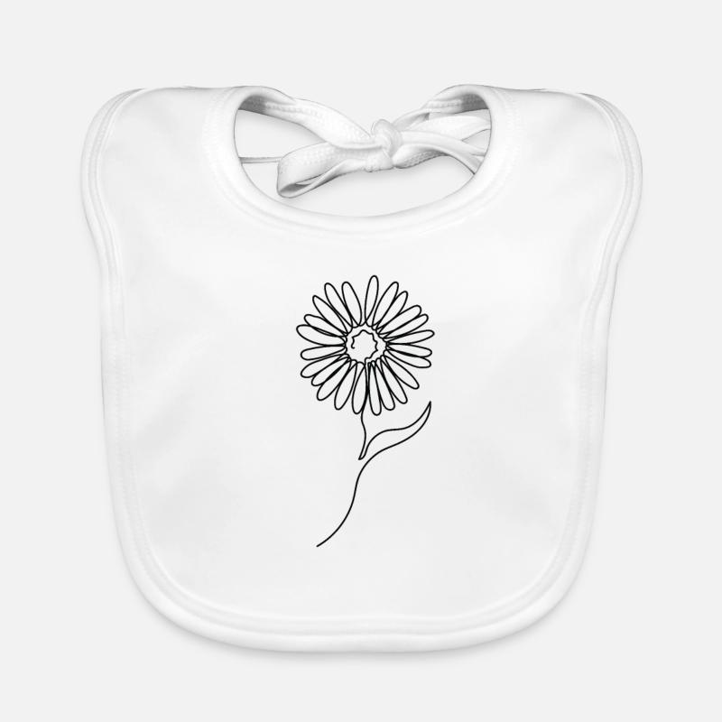 One Line Drawing Sonnenblume Single Art Baby Bio-Lätzchen