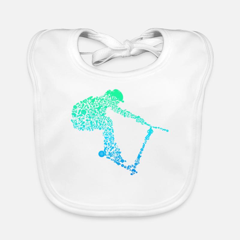 Scooter Stunt Tretroller Geschenk - Baby Bio-Lätzchen - Weiß