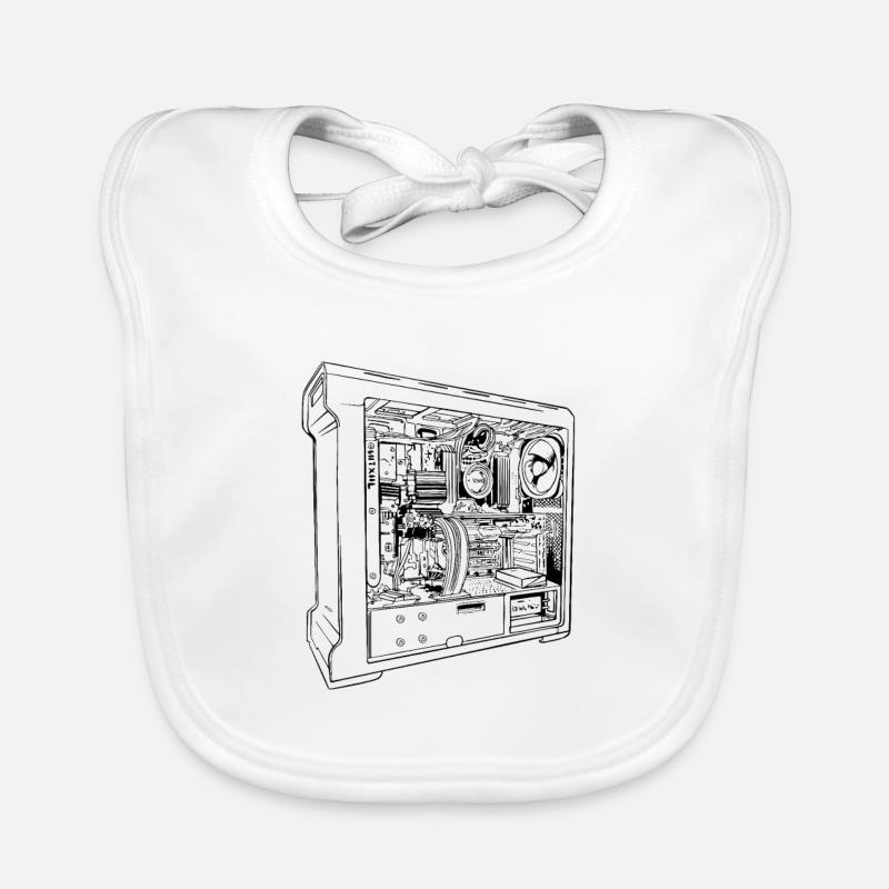 Gamer PC Gift Open Gamer PC Interior Organic Baby Bibs