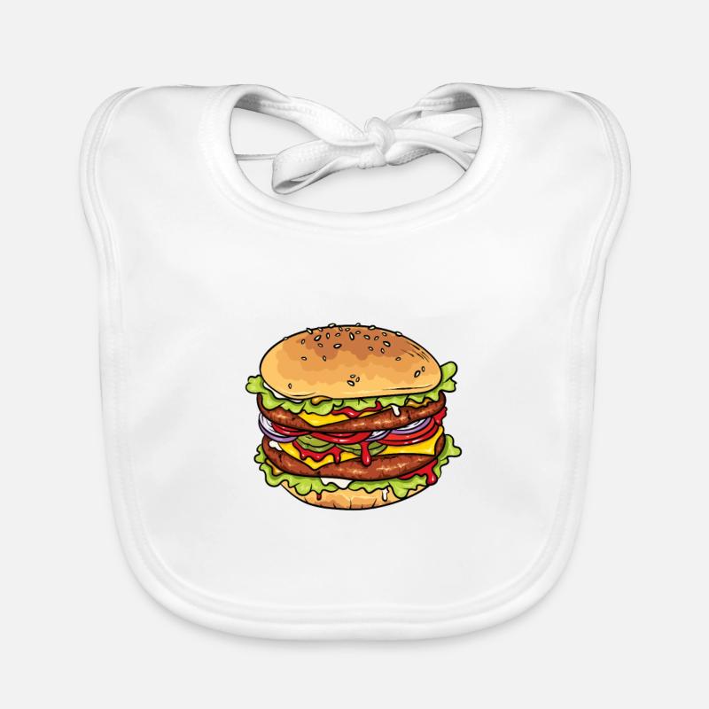 Burger - Bavoir bio Bébé - blanc