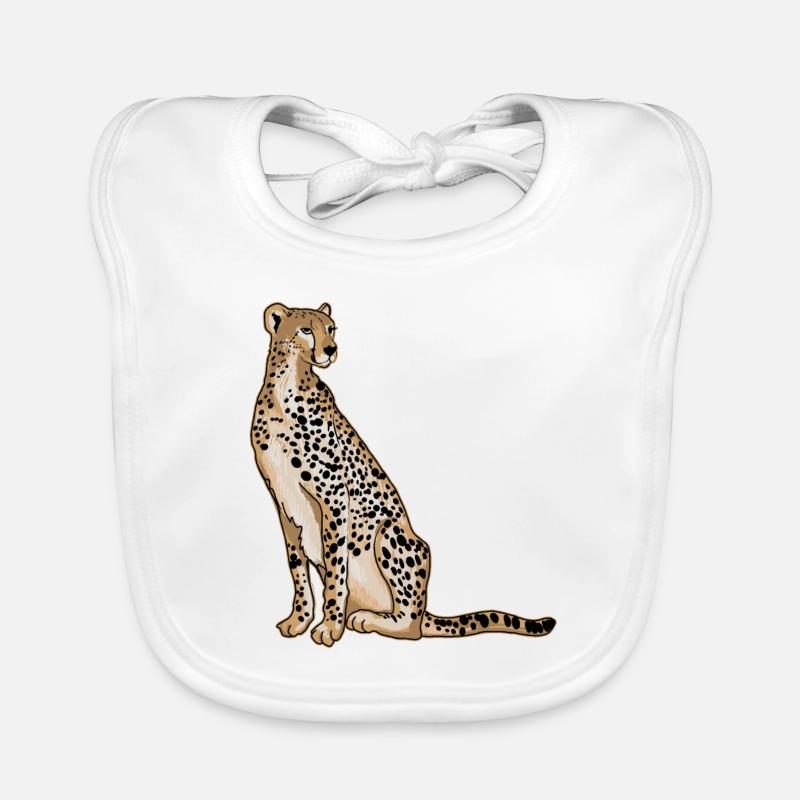 guépard - Bavoir bio Bébé - blanc