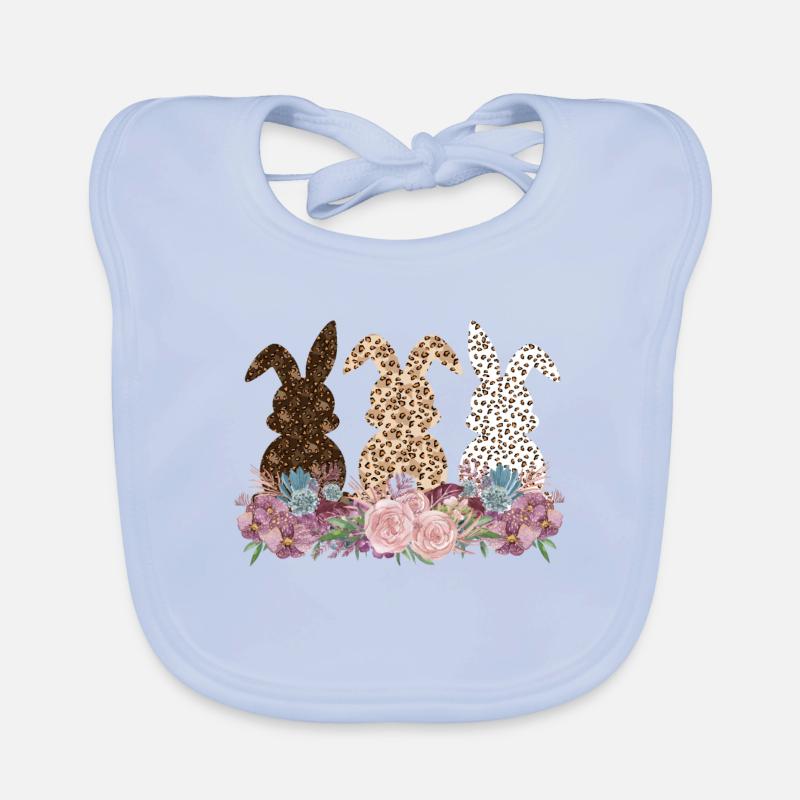 Drôle de lapin de Pâques avec léopard fleurs de Pâques Bavoir bio Bébé
