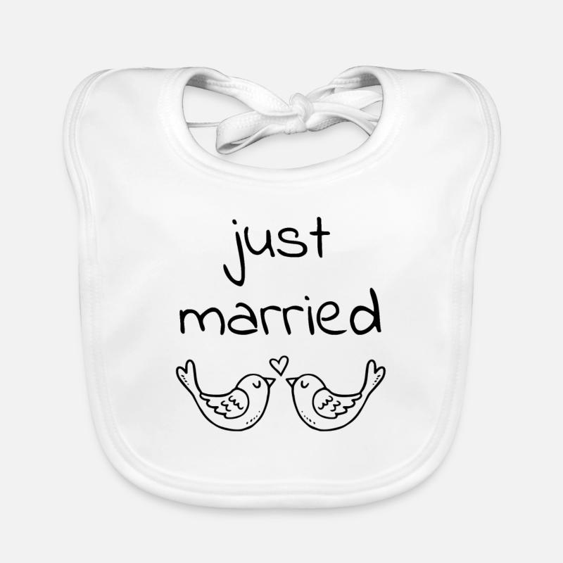 just married - Bavoir bio Bébé - blanc