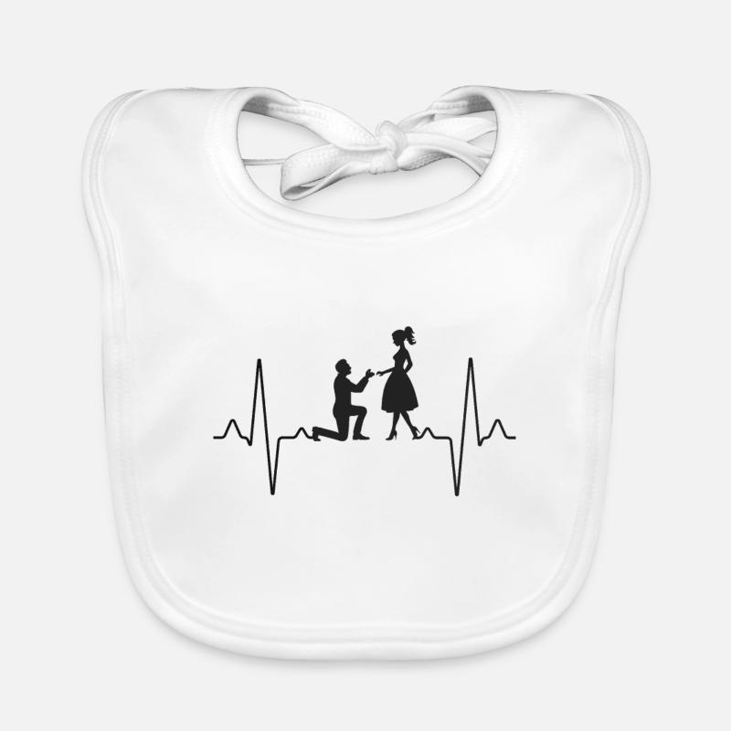 Demande en mariage Battements de coeur - Bavoir bio Bébé - blanc